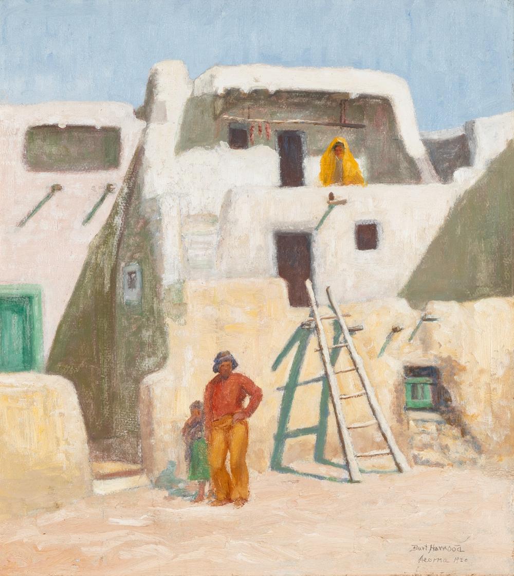 Appraisal: Burt Harwood - Untitled Acoma Pueblo oil on canvas board