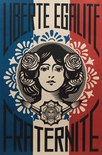 Appraisal: SHEPARD FAIREY AMERICAN B x Libert Egalit Fraternit Offset lithograph