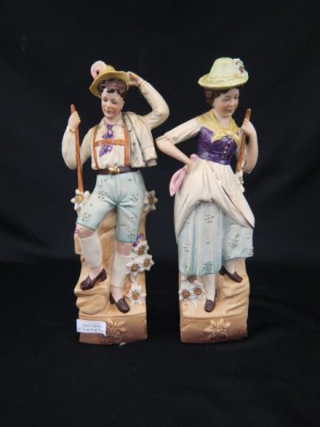 Appraisal: Pair of German Bisque Figurines boy girl tall excellent