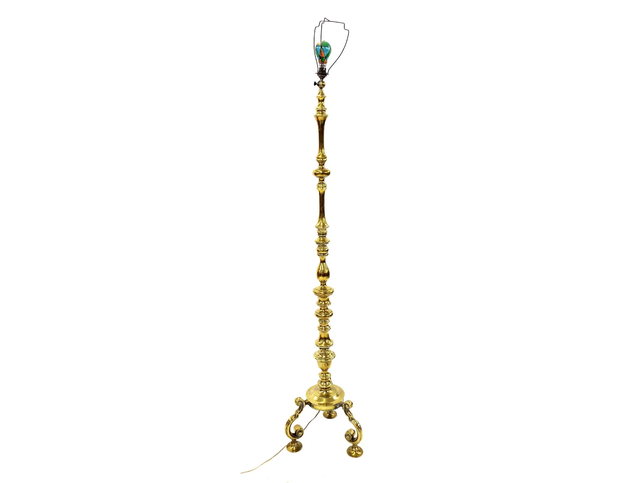 Appraisal: Good cast brass standard lamp with turned column and articulated