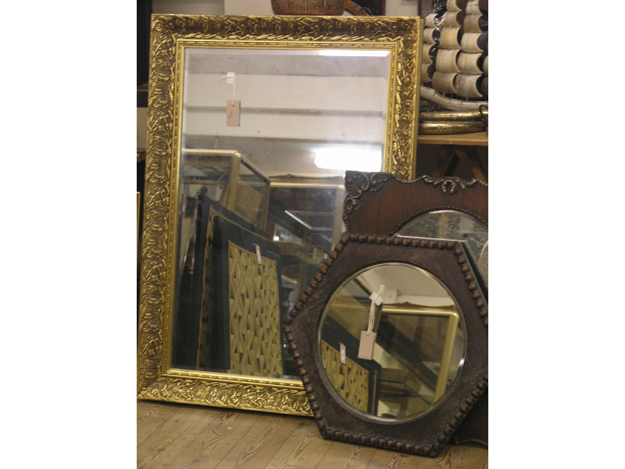 Appraisal: An oval period-style gilt-framed mirror ft wide together with a