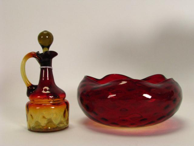 Appraisal: Two Items of Antique Amberina Glass including '' cruet with