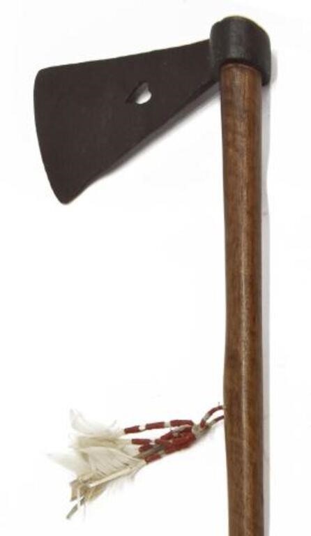 Appraisal: Replica Plains-style tomahawk contemporary hand-forged with heart cutout iron blade