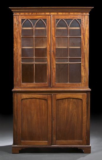 Appraisal: George III-Style Mahogany Bookcase partially composed of antique elements the