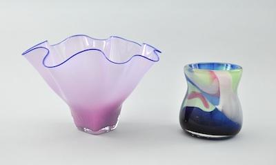 Appraisal: An Art Glass Pink Ruffle Vase and Pastel Color Vase