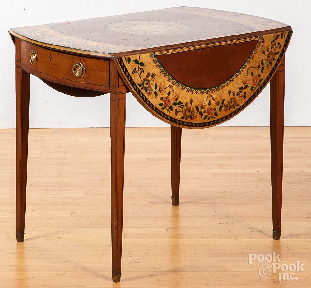 Appraisal: Regency satinwood Pembroke table ca Regency satinwood Pembroke table ca