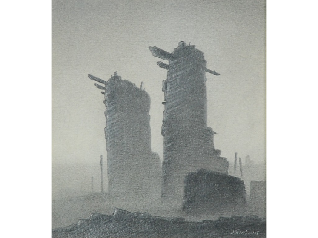 Appraisal: TREVOR GRIMSHAW - PENCIL DRAWING Ruin signed x cm x