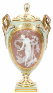 Appraisal: MEISSEN PATE-SUR-PATE PORCELAIN COVERED URN H W A classical urn-form