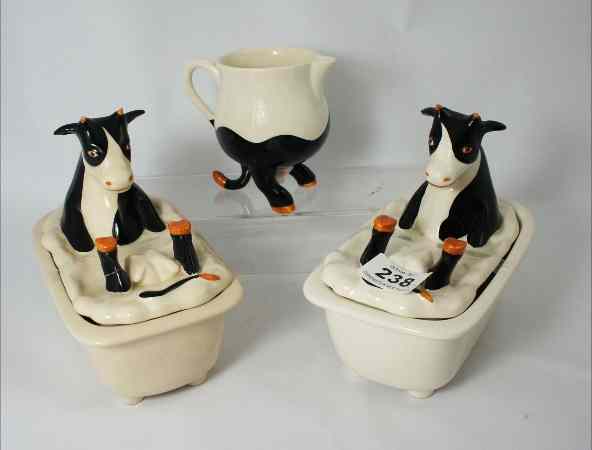 Appraisal: Carltonware Novelty Dishes of Cows in Baths one damaged and