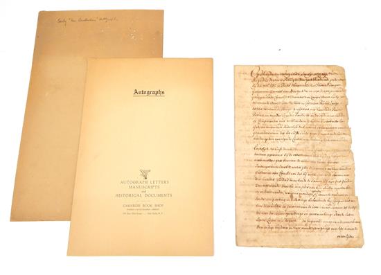 Appraisal: Late th C manuscript from New Amsterdam colony possibly relating