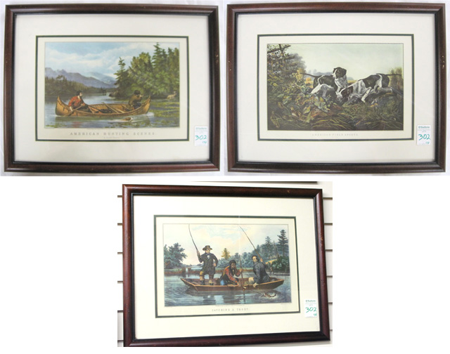 Appraisal: THREE TH CENTURY COLOR REPRODUCTIONS of Currier and Ives prints