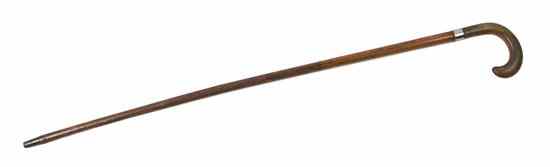 Appraisal: A Rhinoceros Horn Handled Walking Stick th century of typical