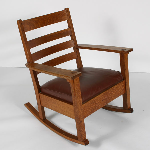 Appraisal: Limbert Mission oak rocker with curved horizontal slat back and