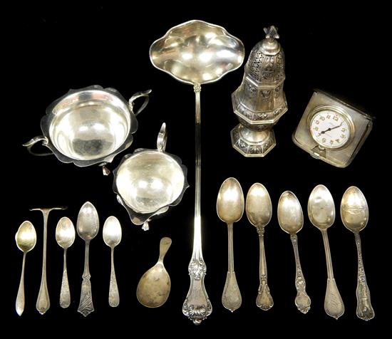 Appraisal: SILVER Sixteen pieces either with English hallmarks marked sterling or