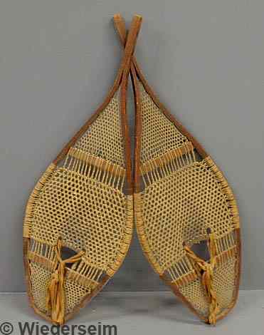 Appraisal: Pair of early snowshoes sinew and wood l x w