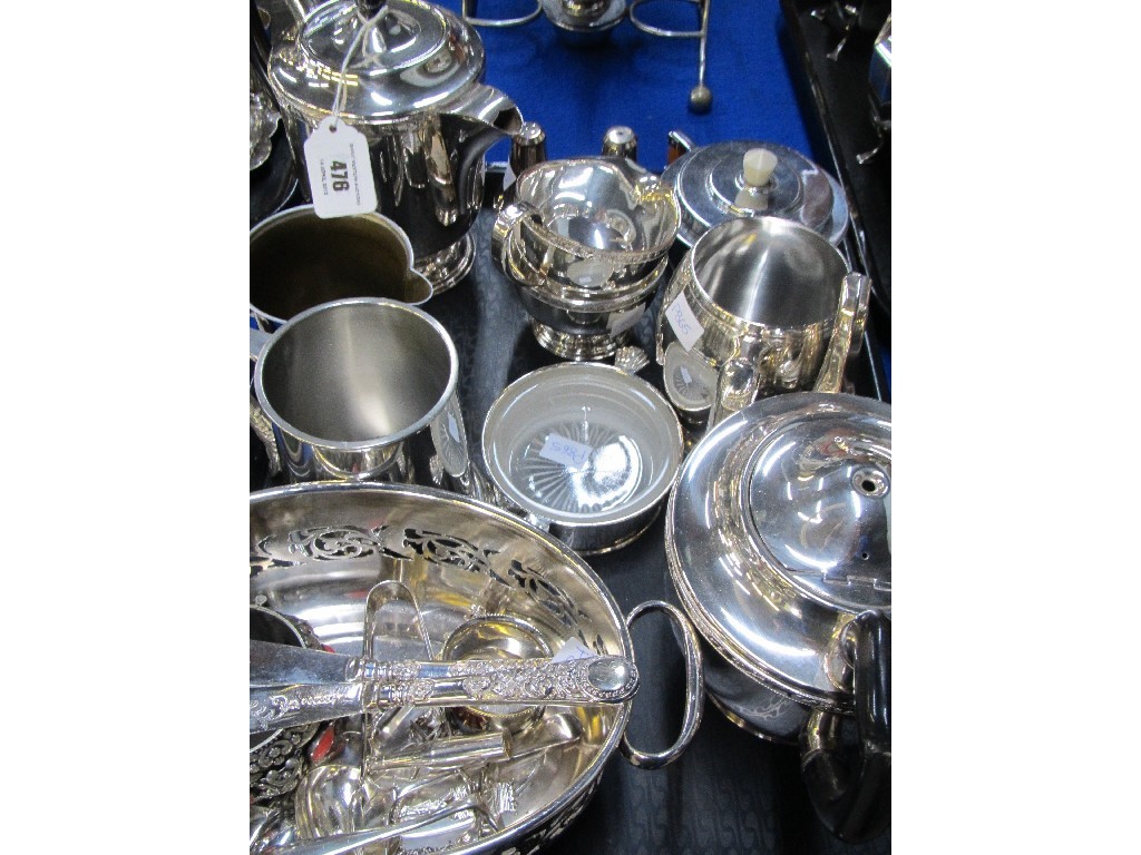 Appraisal: Tray lot of EP - tea service tankards etc