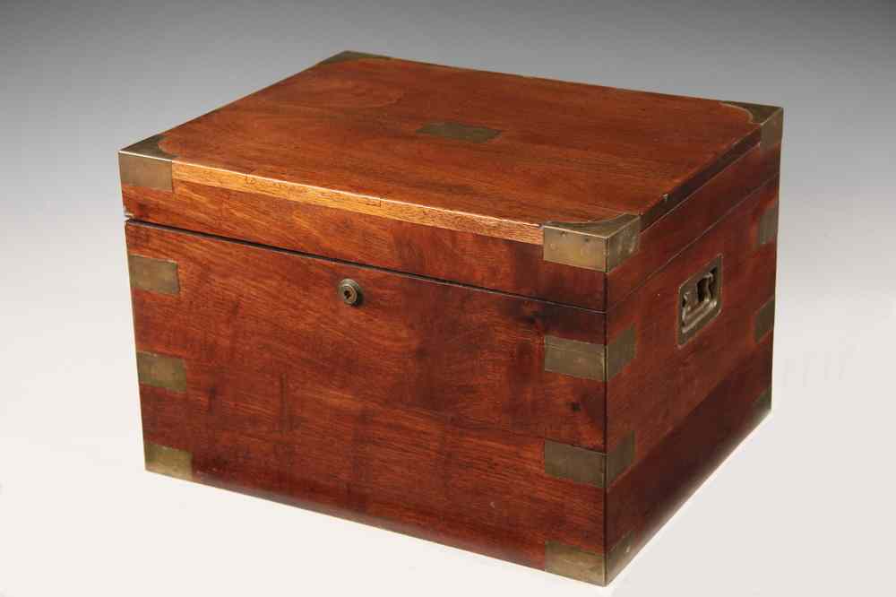 Appraisal: ENGLISH CIGAR HUMIDOR - s Vintage English Brass Bound Mahogany