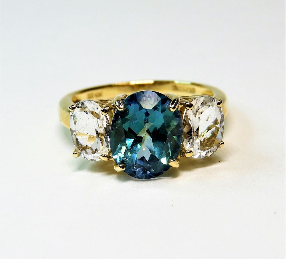 Appraisal: K Yellow Gold Aqua Blue Topaz Spinel Ring China th