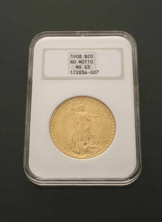 Appraisal: U S St Gaudens Twenty-Dollar Gold Coin Dated and with