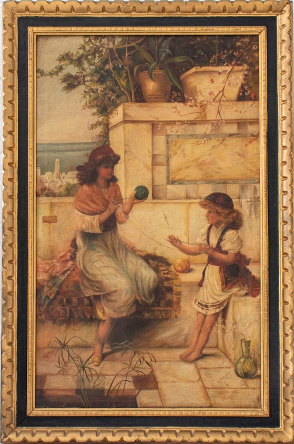 Appraisal: ITALIAN SCHOOL WINDING THE WOOL OIL ON CANVAS Italian School