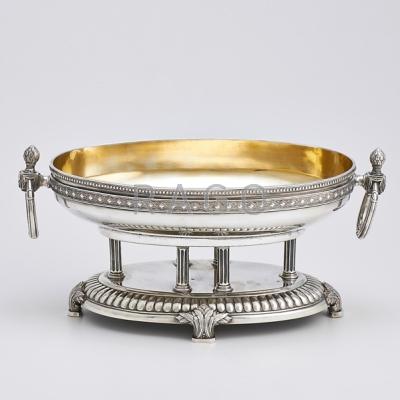 Appraisal: NEOCLASSICAL SILVER CENTERBOWL WITH CHINESE MARKS Oval bowl on six