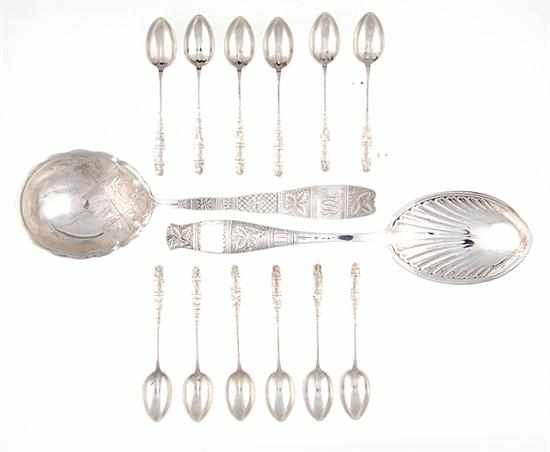 Appraisal: Whiting Gem Leaf pattern serving serving pieces New York circa