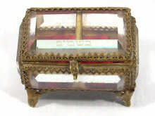 Appraisal: A gilt metal mounted glass trinket box circa