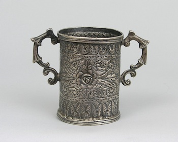 Appraisal: A Spanish Colonial Repousse Silver Mug ca th Century With