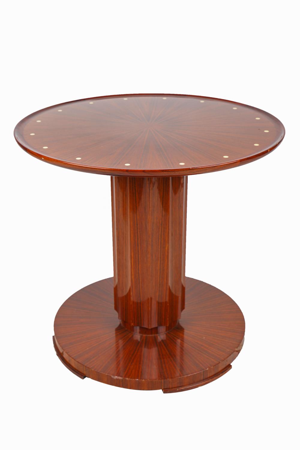 Appraisal: FRANK POLLARO ART DECO-STYLE INLAID ROSEWOOD SIDE TABLEcontemporary signed to