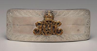 Appraisal: English silver military pouch cover rounded rectangle with engraved border