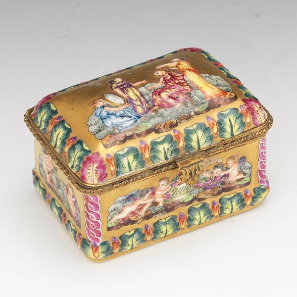 Appraisal: CAPODIMONTE PORCELAIN VANITY CASKET x x Vanity casket with hinged