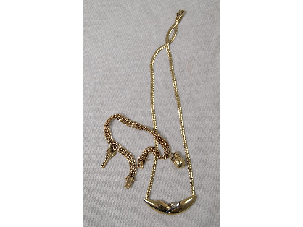 Appraisal: Yellow and white metal necklace set small diamond having chain