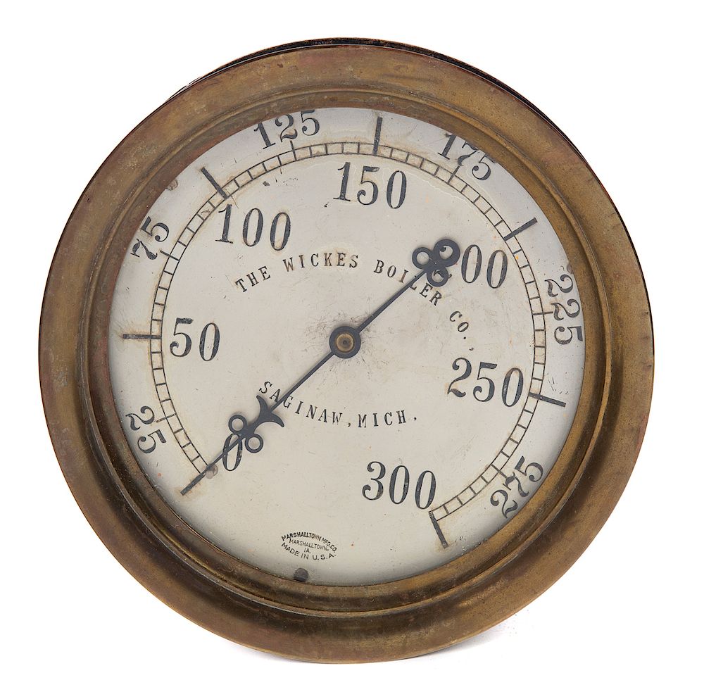 Appraisal: Antique Brass Boiler Gauge Good condition with normal wear Please