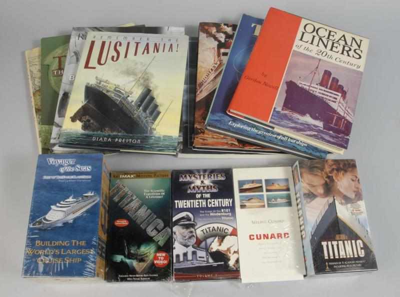 Appraisal: Lot of Ocean Liner Books Videos Description Many books on