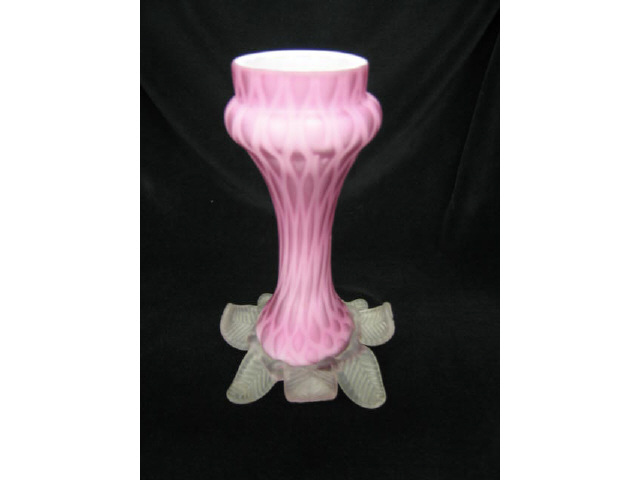 Appraisal: Victorian Cranberry Diamond Quilted Vase M O P cased applied