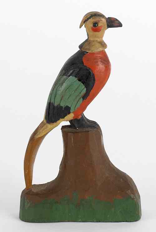 Appraisal: Carved and painted bird late th c h