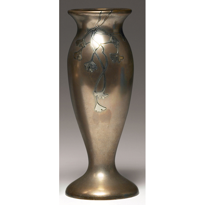 Appraisal: Heintz vase large form sterling on bronze applied gingko design