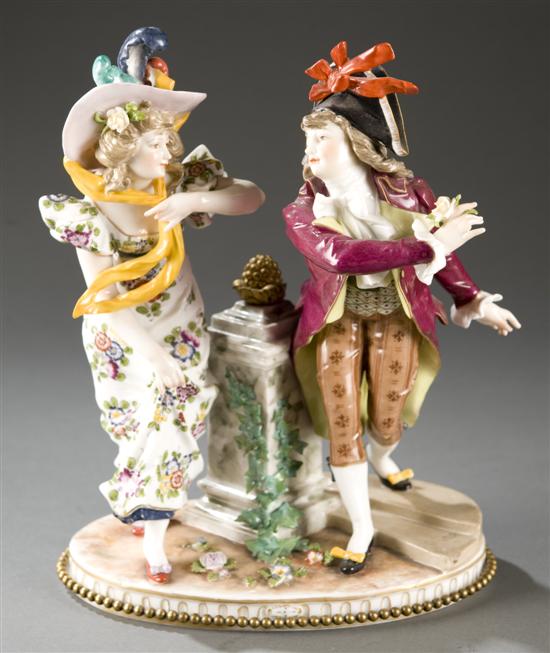 Appraisal: Volkstedt German Porcelain Figural Group Early th century A lady