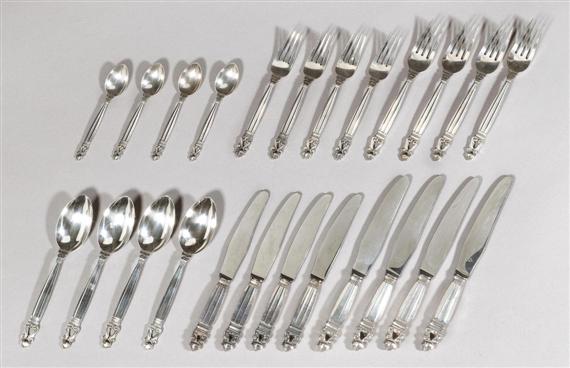 Appraisal: JENSEN GEORG LOT OF PIECES after Silver Acorn pattern Includes