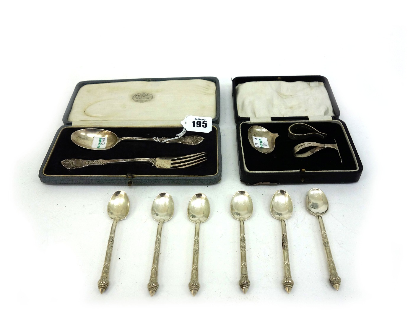 Appraisal: A George V foliate cast silver christening spoon and fork