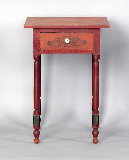 Appraisal: Pennsylvania red stained poplar stand mid th c with stencil