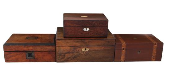 Appraisal: English boxes and writing slope th century Tunbridge-inlaid H W