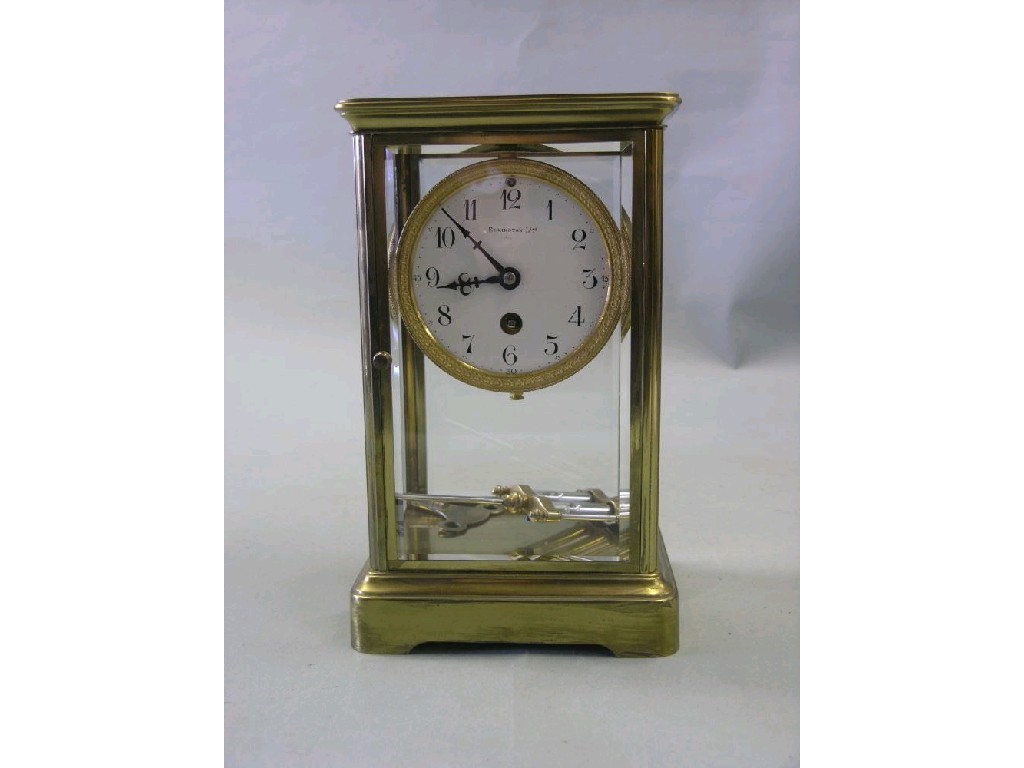 Appraisal: A th century Elkington Ltd four-glass mantel clock with enamelled