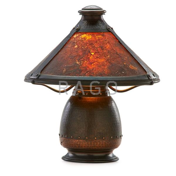 Appraisal: OLD MISSION KOPPERKRAFT Boudoir lamp Condition Report Original mica patina