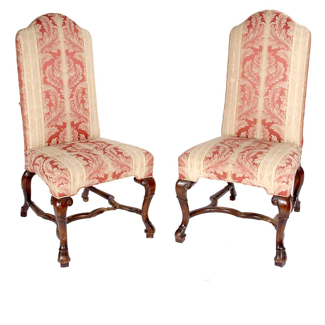 Appraisal: Pair of Louis XVI Style Carved Mahogany Side Chairs Each