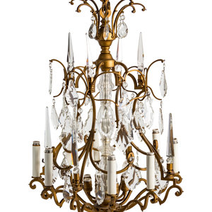 Appraisal: A French Gilt Metal and Glass Eight-Light Chandelier th Century