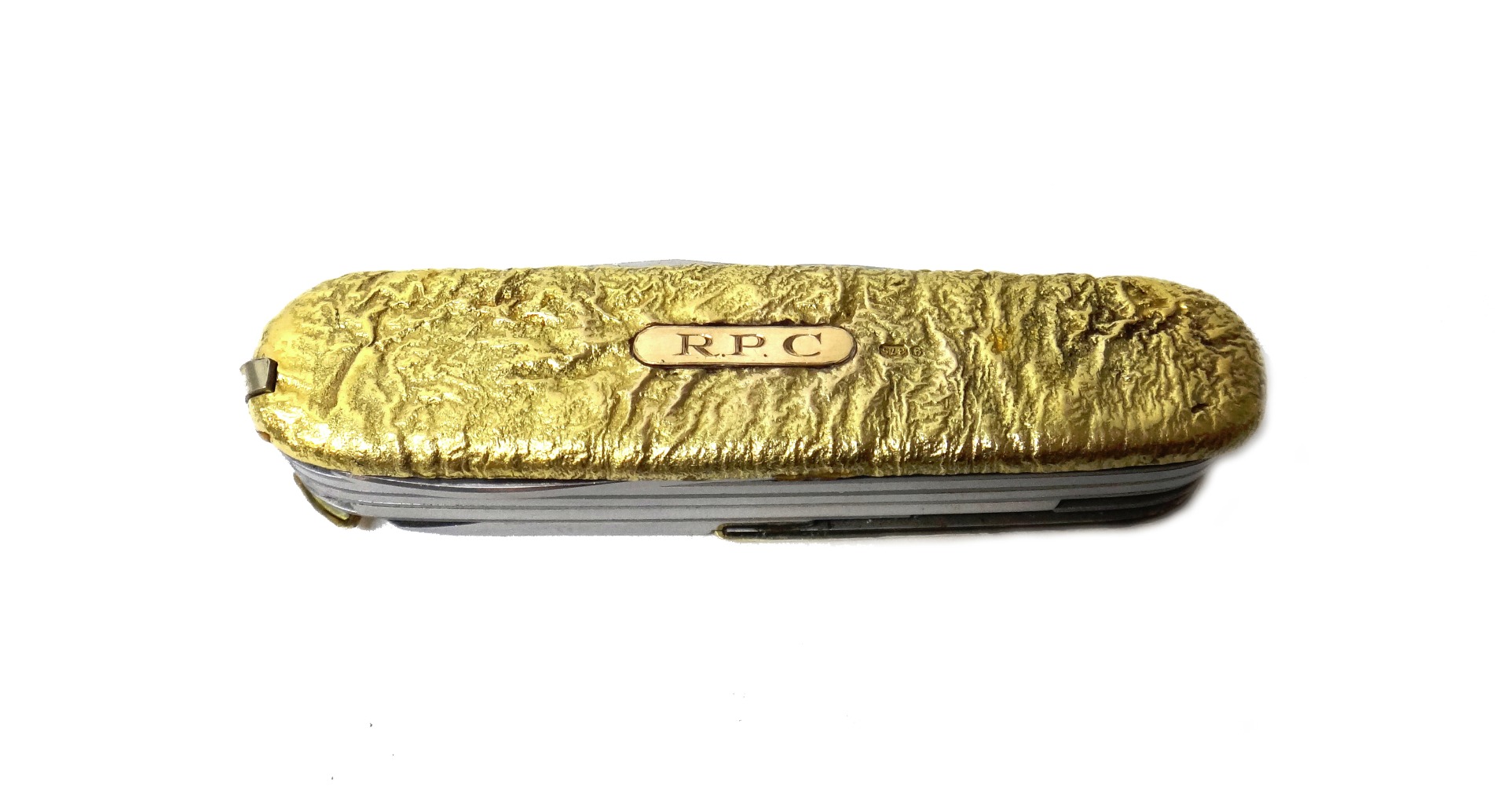 Appraisal: A ct gold mounted Swiss Army style folding pocket knife