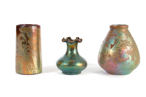 Appraisal: Three Weller Sicard luster glaze vases early th century comprising