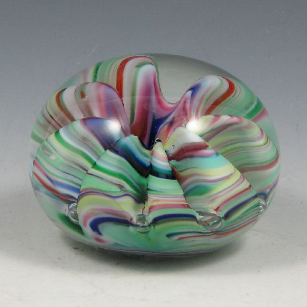 Appraisal: St Clair Multi-Colored Paperweight St Clair multi-colored paperweight with rippled