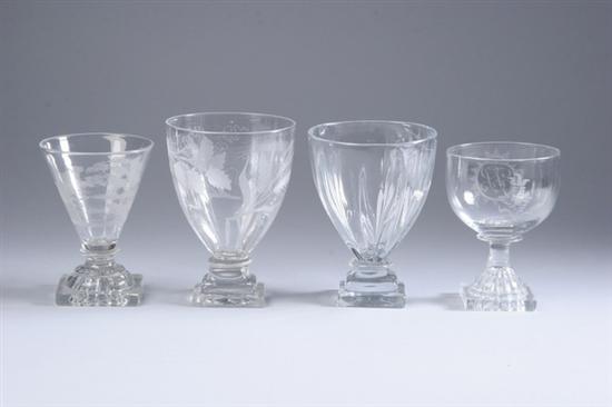 Appraisal: ASSEMBLED REGENCY VICTORIAN AND LATER PEDESTAL STEMMED GLASSES Some etched